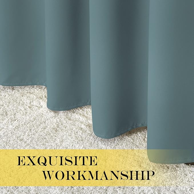 NICETOWN Greyish Blue Doorway Curtains for Bedroom 78 inch Length, Grommet Privacy Light & Sound Reducing Room Darkening Window Treatments for Living Room, 2 Panels, W52 x L78