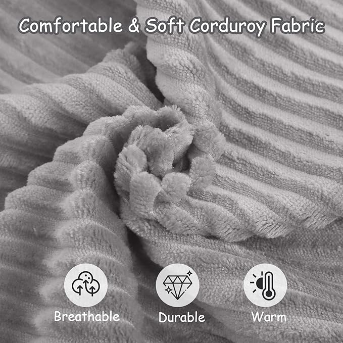 COMAX Kids Bean Bag Chair Turn into Beanbag Bed, Toddler Bean Chair Corduroy for Girl Boy Sleeping, Lazy Children Bean Bags with Filler, Convertible Child Floor Mattress, Light Grey