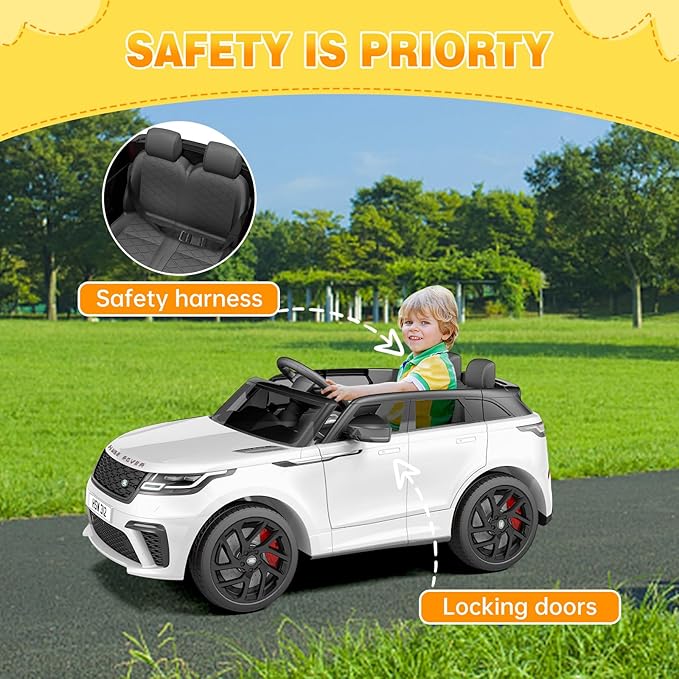 Kids Ride On Car with Remote, Licensed Land Rover Electric Car, Ride On Toys for Kids 3-8 with Mp3 Player, Rocking, Pull Rod