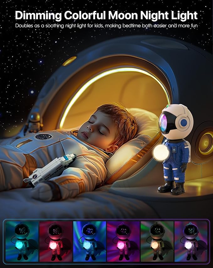 Rossetta Astronaut Galaxy Projector, Star Projector for Bedroom, LED Night Light for Kids Room with Timer and Remote, Room Decor Aesthetic, Home Decor, Gifts for Adults, Teens, Christmas, Birthday
