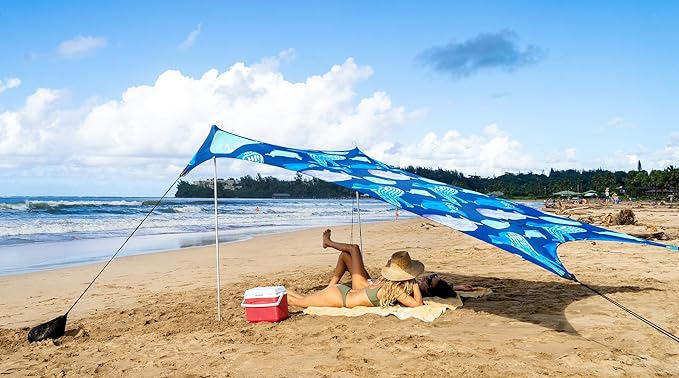Neso Tents Beach Tent with Sand Anchor, Portable Canopy Sunshade - 7' x 7' - Patented Reinforced Corners (Whales)