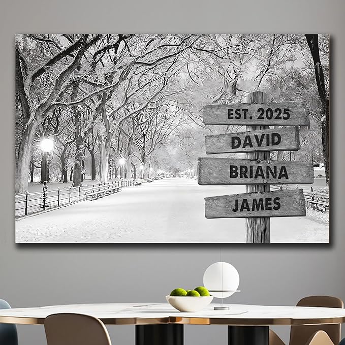 Personalized Father's Day Family Names Street Custom Multi-Name Date of Birth Vintage Street Sign Happy Fathers Day Poster Canvas Wall Art Best Gifts for Dad Husband from Daughter Son Wife Kids #8