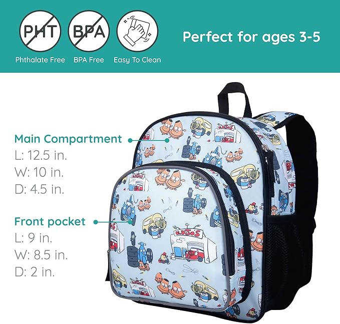 Wildkin JumpOff Jo 12-inch Kids Backpack – Lightweight, Durable Toddler Bag - Jo's Garage