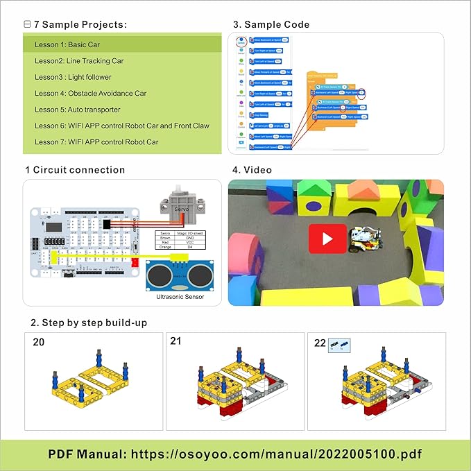 OSOYOO Building Block Robot car kit for Arduino as STEM Toy Gift for Kids Teenagers Adults to Learn Program Electronic Circuits, WiFi IOT Mechanical
