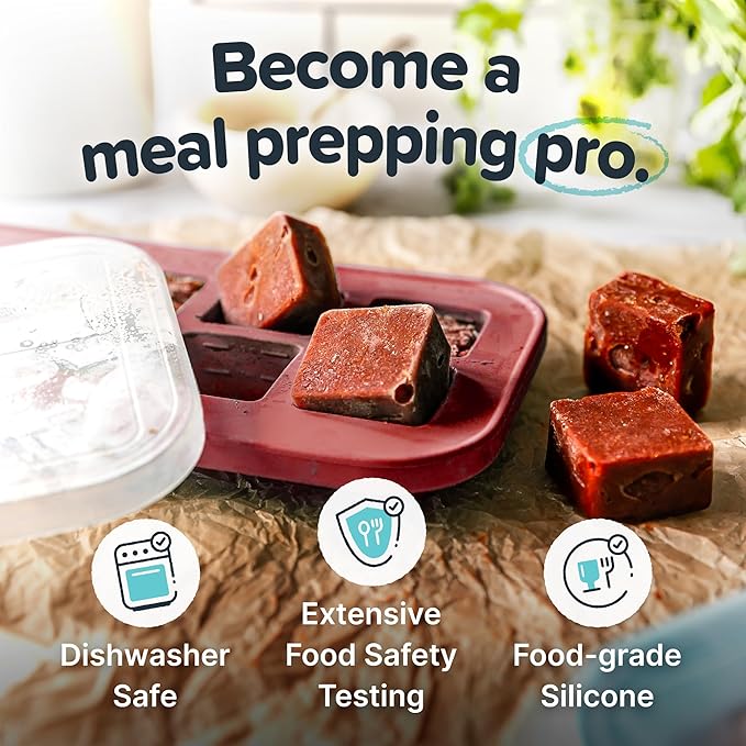 Souper Cubes 2 Tbsp. Silicone Freezer Molds - Perfect for Storing Garlic, Herbs, Ginger, Pesto, Tomato Paste, Lemon Juice, Purees and More - Silicone Baby Food Freezer Tray - Cranberry – 2-Pack