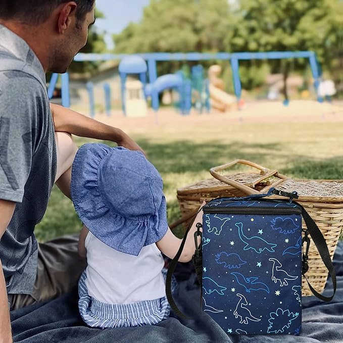 Breastmilk Cooler Bag with Ice Pack Fits 4 Bottles Up to 9 Ounce - Insulated Baby Bottle Cooler for Nursing Moms on the Go with Strap