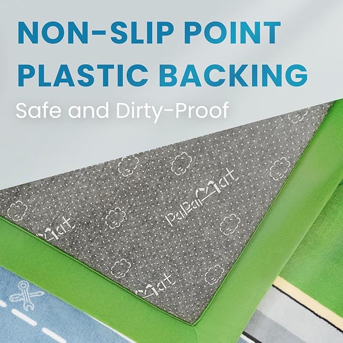 1.3" Thick Educational Baby Floor Play Mat 79x118, Basic Padded Memory Foam Kids Mat, Large Non-Slip Plush Playmat for Nursery Playroom Classroom (Race Track)