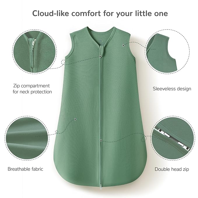 JELLYMONI Baby Sleep Sack 12-18 Months 100% Cotton Wearable Blanket, 0.5 TOG Soft Lightweight Toddler Sleeping Sack 3 Pack 2-Way Zipper Newborn Sleep Sacks