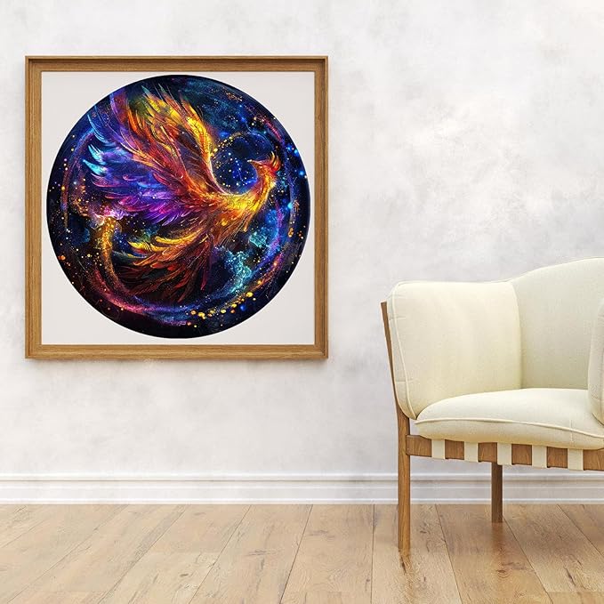 Wooden Puzzles for Adults, Phoenix Puzzle Color Challenge Jigsaw Puzzles 200 Piece, (Medium,11.2 in) Thickened Unique Shapes Family Reunion Puzzle, Best Gift for Adults and Kids, Family Game