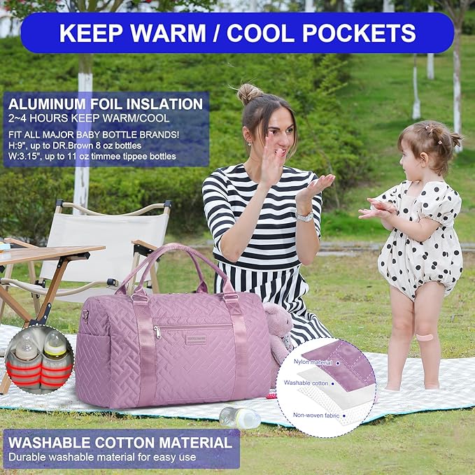 Diaper Bag Tote: Mommy Bag, Baby Bag for Boy and Girl, Mom Hospital Bag, Twins or 2 Kids Diapers Bag