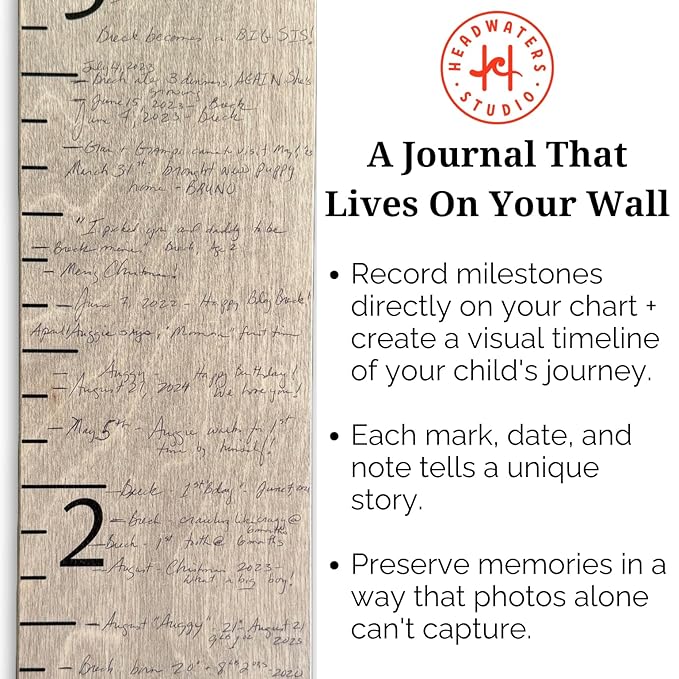 Growth Chart for Wall - Height Chart for Kids, Growth Chart for Kids, Measuring Board for Kids Height, Wooden Growth Chart for Wall, Height Measurement for Wall - Gray (63"x6.7")