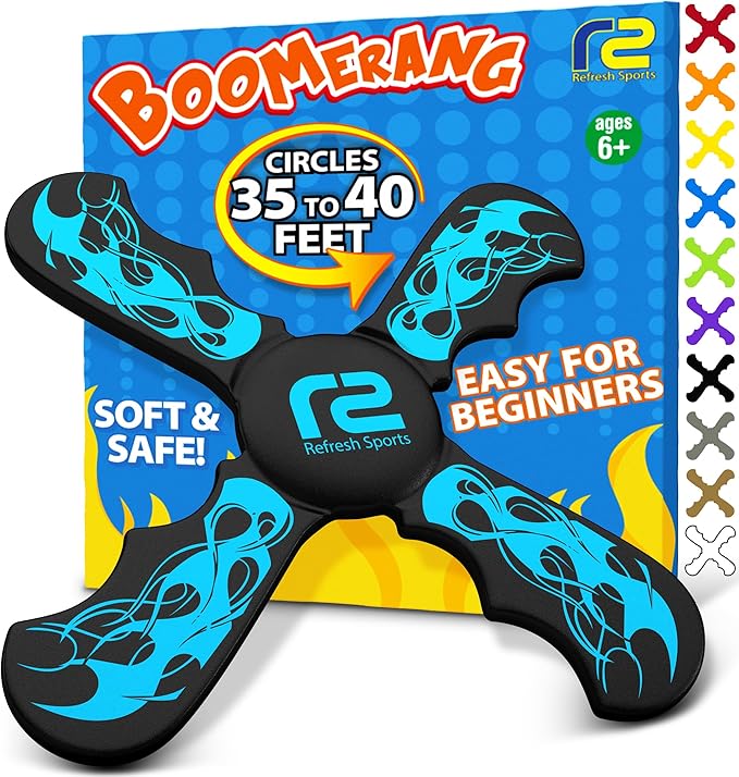 Boomerang Cool Toys For Ages 8-13 - Best 6 Year Old Boy Birthday Gift Soft Kid Toys For Boys & Girls to Play Indoors or Outdoors - Gift for Kids 6 7 8 9 10 11 12 & Up 7 Year Old Birthday Party Favor