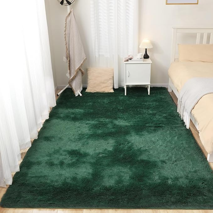 Ultra Soft Fluffy 6x9 Green Area Rugs - Plush Non-Slip Indoor Carpet for Living Room, Bedroom, Nursery, Study, Kids Room Decor