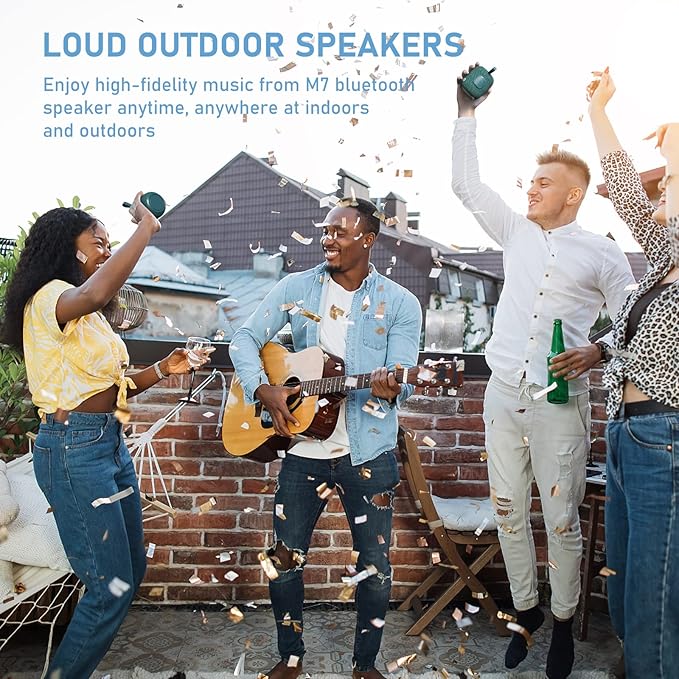 Portable Speakers Bluetooth Wireless Outdoor Small Bluetooth 5.0 Dual Pairing Shower Speaker, 24H Playtime Stereo Surround Sound, IPX7 Waterproof for Travel, Pool