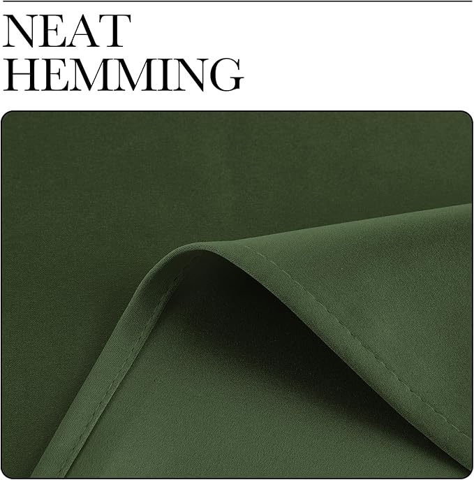 NICETOWN Dark Green Curtains for Bedroom, Grommet Blackout Window Treatments Faux Silk Room Darkening Thermal Window Treatments for Kids Room, 2 Panels, W52 x L63