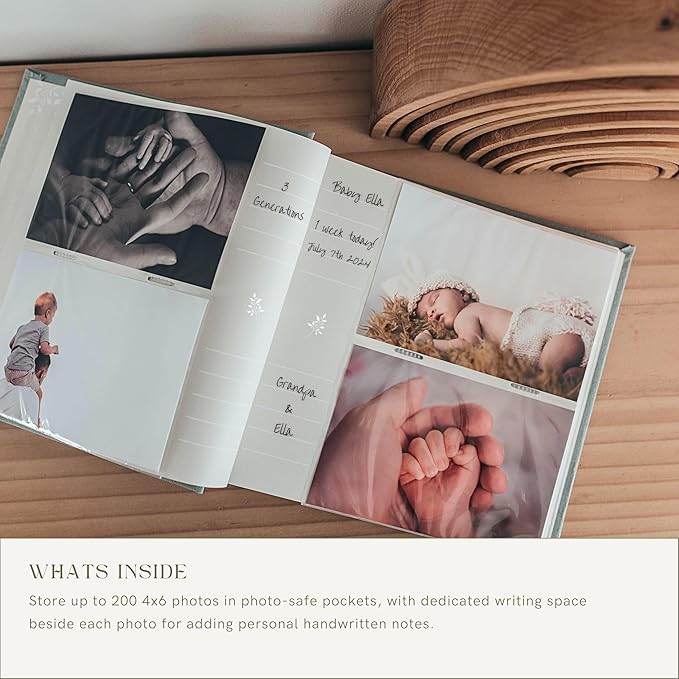 Elegant Linen Photo Album - 200 Acid-Free Pockets for 4x6 Pics - Perfect for Weddings & Gifts