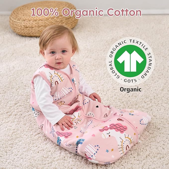 Yoofoss Baby Sleep Sack 18-24 Months, 1.5 Tog Baby Wearable Blanket with 2-Way Zipper, 100% Cotton Organic Fabric Winter Infant Sleeping Sack, Warm Soft Comfy