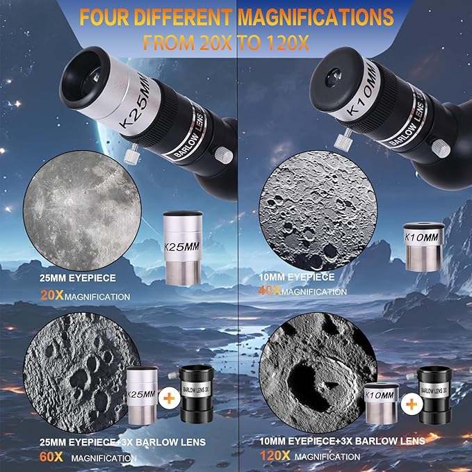 PISEZ 70400 Telescope for Adults & Beginner,70mm Aperture 400mm AZ Mount Astronomical Refracting Telescope for Kids Beginnerswith Carry Bag, Phone Adapter