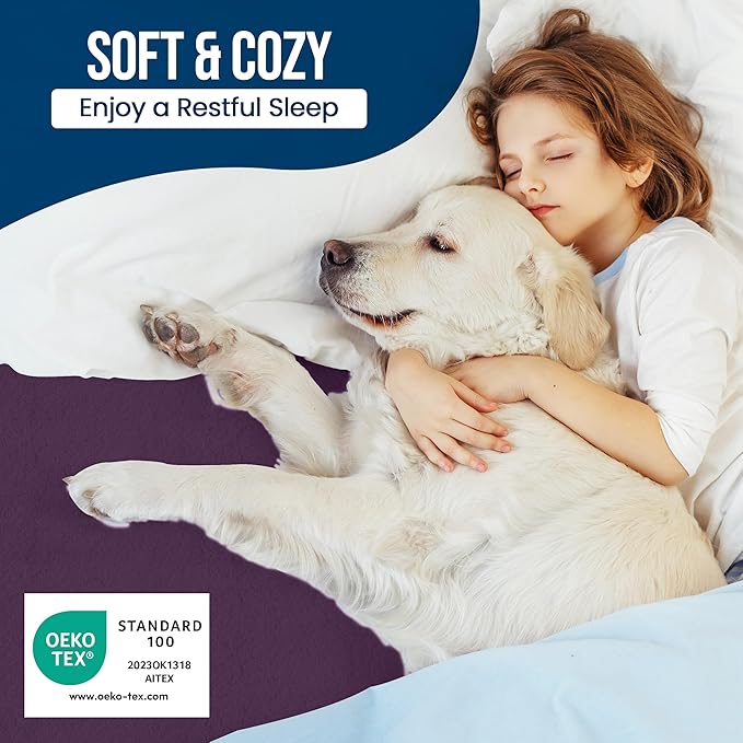 Utopia Bedding Waterproof Mattress Protector Queen Size, Premium Terry Mattress Cover 200 GSM, Breathable, Fitted Style with Stretchable Pockets (Purple)