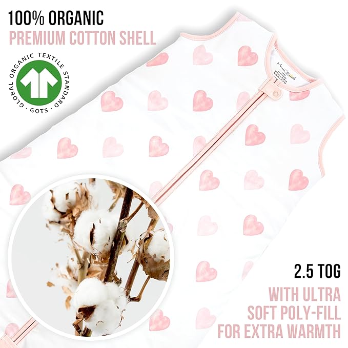 Mama Cheetah Baby Sleep Sack 2.5 TOG, Winter Baby Sleeping Bag with 2-Way Zipper, Organic Cotton Swaddle Transition Wearable Blanket for Boy Girl Infant Toddler, 18-24 Months, 1-Pack