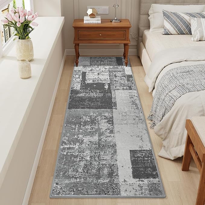 LOCHAS Washable Runner Rugs for Hallway, 2x6 Non Sip Soft Rug for Bedroom Entryway Kitchen Laundry Room, Long Abstract Carpet for Indoor Floor Bedside, Geometric Vintage Home Decor, Pet & kid Friendly