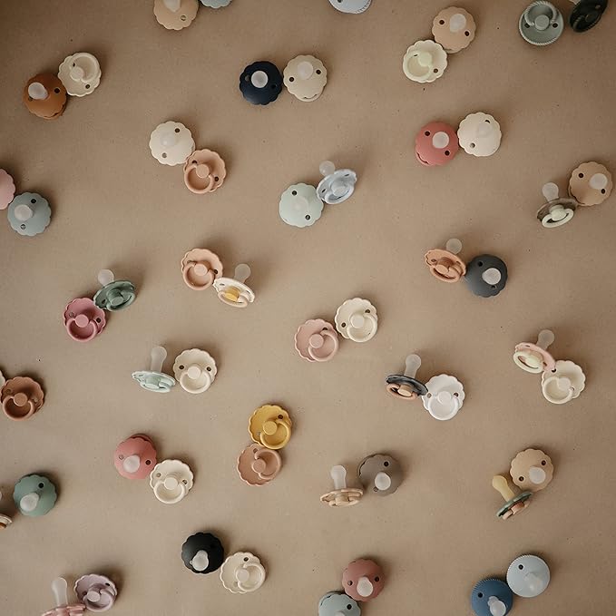 FRIGG Daisy SilkySoft Silicone Baby Pacifier | Made in Denmark | BPA-Free (Willow/Croissant, 6-18 Months)