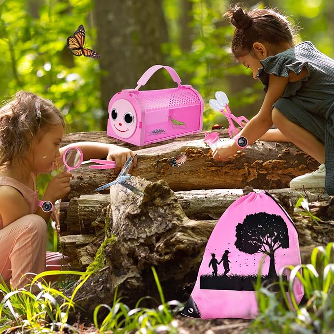 Bug Catcher Kit & Outdoor Explorer Kit for Kids, 10 Pcs Bug Catching Kit with Toy Cage, Backpack, Flashlight, Manifying Glass, Toy Net, Outdoor Exploration Toys Gift for Boys Girls 3-12