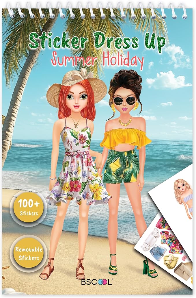 Sticker Dress Up Summer Holiday Theme - Sticker Activity Book for Kids. Learn Girls Fashion Design with Stickers and Guides for Kids 5 and Up. Dress Up Games