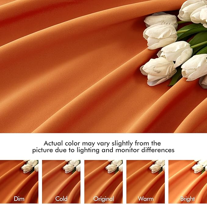 MIULEE Orange Back Tab Blackout Curtains 102 Inch Long 2 Panels Set for Living Room Bedroom, Rod Pocket/Pinch Pleated Fall Thermal Insulated Room Darkening Light Blocking Floor to Ceiling Drapes