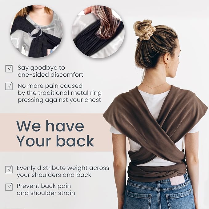 Baby Wrap Carrier - Premium Cotton Baby Carrier Wrap for Newborn to Toddler- Infant Carrier for Babies 8-35 lb - Baby Holder One Size Fits All with Front Pocket by Max&so
