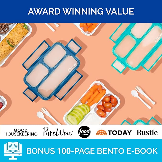 Mini Bento-Box Snack Boxes Set of 2 | Small Portion Lunch Containers for Kids Boys Girls Toddlers | BPA Free | Navy & Blue