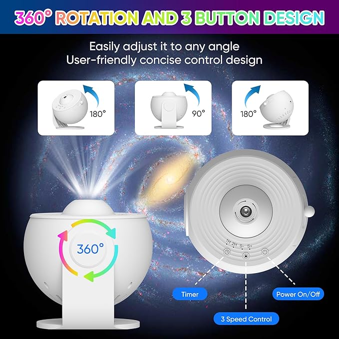 Galaxy Projector - 13 in 1 HD Planetarium Star Projector for Bedroom, 360 Rotating Galaxy Light with Adjustable Knob and Timer for Kids, Ceiling, Gifts, Room Decoration
