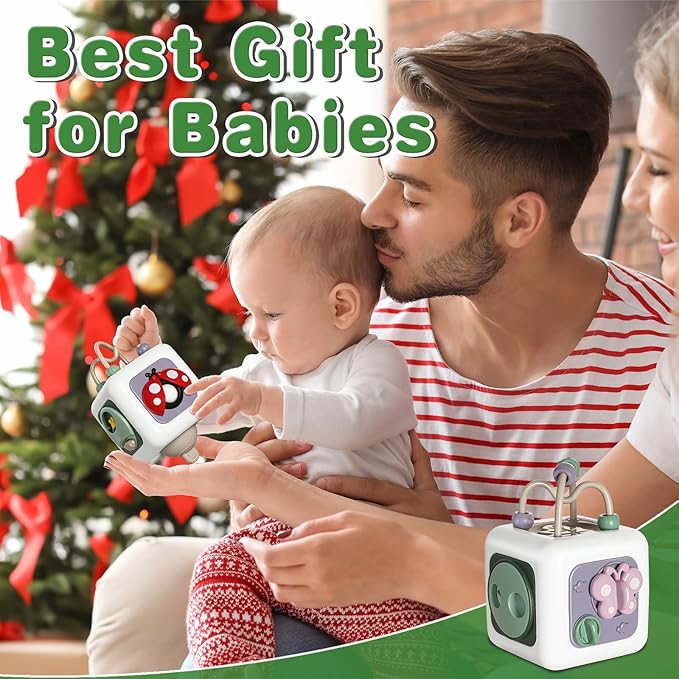 Montessori Educational Insect Busy Cube Toys for 1+ Year Old Boys Girls, Car Seat Airplane Travel Sensory Toys for Toddlers 1-3, 1st Birthday Gifts 6 12 Months