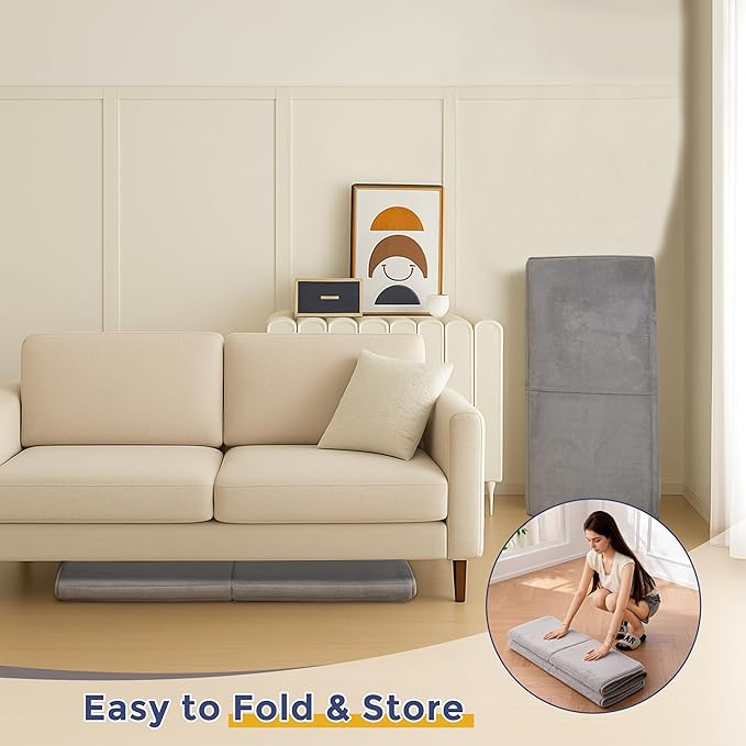 MAXYOYO 1.2" Thick Baby Play Mat for Floor, 36"x60" Foldable Playpen Mat, Tummy Time Foam Mats Ultra Soft Support, Padded Carpet with Non-Slip Backing for Infant,Kids and Toddler Crawling, Grey