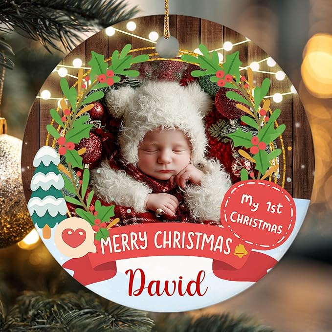 Personalized Baby First Christmas Ornament 2025 - Custom Ornament for New Babies, Boys, Girls - Sweet New Parents Keepsake - Christmas, Birthday Gift for Couples, Family, Welcoming Newborn