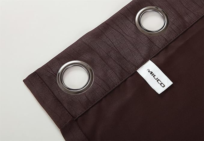 MIUCO Blackout Curtains Jacquard Textured Grommet Curtains for Living Room 2 Panels 52x84 Inch Long Chocolate