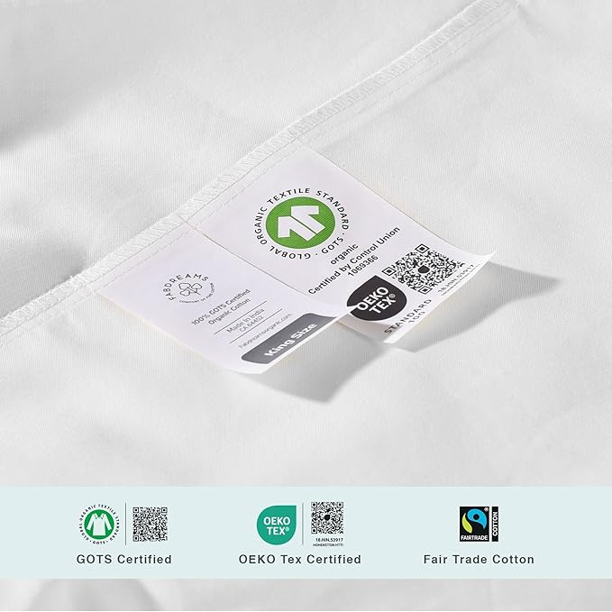 FABDREAMS Organic Quilted Mattress Protector | King Mattress Pad| Mattress Cover| Naturally Breathable | Noiseless| Fits up to 17" Deep Pockets| Temperature Regulating | King | White