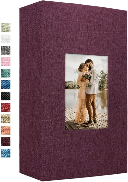 Vienrose Linen Photo Album 420 Pockets for 4x6 Photos Fabric Cover Photo Books Slip-in Picture Albums for Wedding Baby Vacation