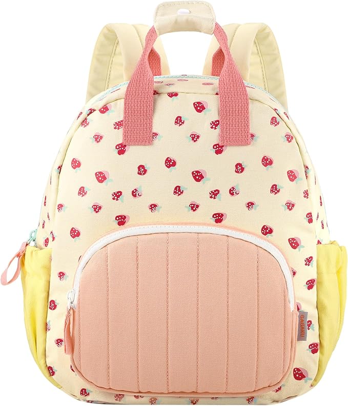GAGAKU Toddler Backpack for Girls - Kids Mini Bag 2-6 years old Cartoon Breathable Comfortable Preschool Daypack for School Travel - Pink Strawberry