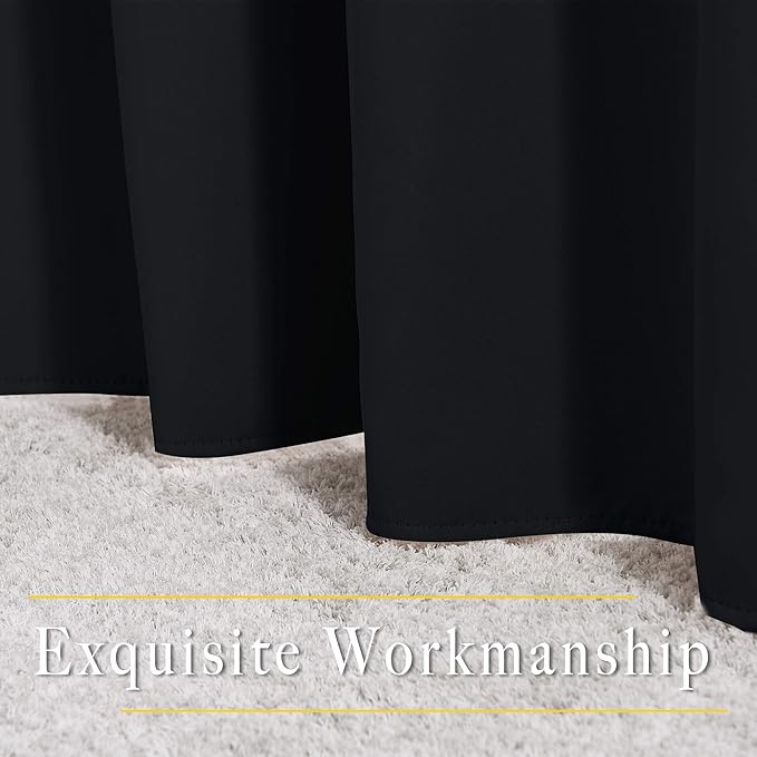 NICETOWN Black Out Curtains 102 inches Long, Grommet Thermal Insulated Solid Blackout Curtains Privacy Window Treatments for Bedroom/Living Room, W46 x L102, 2 Panels