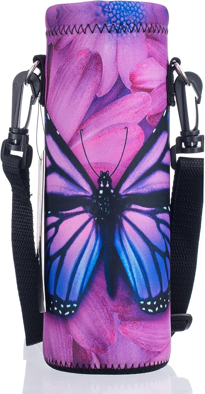 AUPET Water Bottle Carrier,Insulated Neoprene Water bottle Holder Bag Case Pouch Cover 1000ML or 750ML,Adjustable Shoulder Strap, Great for Stainless Steel and Plastic Bottles