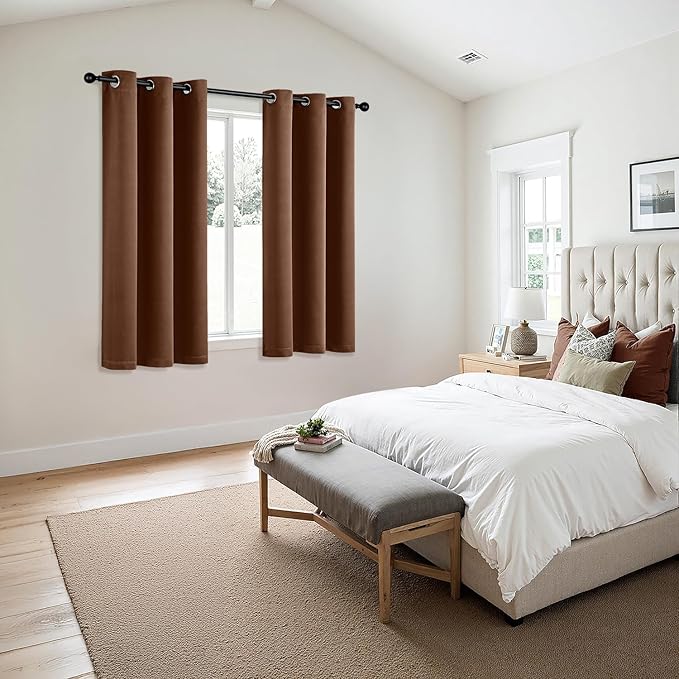 MIULEE Bedroom Blackout Curtains Thermal Insulated Room Darkening Drapes for Living Room Kitchen Grommet Top Light Blocking Window Treatment Curtains, 40 x 45 Inches Long, 2 Panels, Mocha Brown