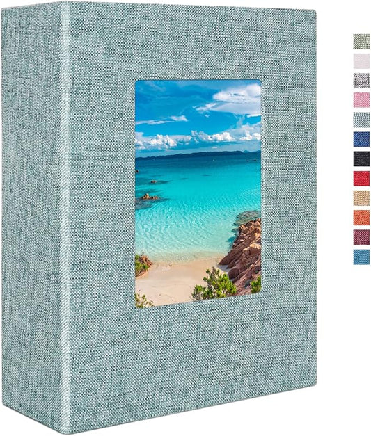 Vienrose Photo Album 4x6 100 Pages Photos Linen Cover Picture Book with Front Window for Baby Wedding Children