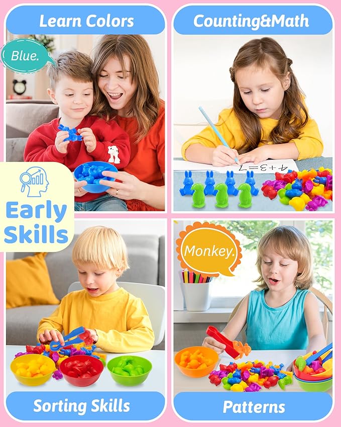 Counting Animals Montessori Toys for 3 4 5 Years Old Boys Girls, Preschool Learning Activities Kindergarten Educational Sensory Toys Gifts for Kids Toddlers Ages 3-5, 4-8