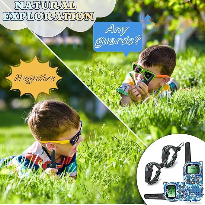 Toys for Boys Walkie Talkies for Kids 5 6 7 8 Year Old Boy Pretend Play Police Military Spy Hunt Camp Outdoor Toys for Kids Birthday Present Boys Gifts (Blue Blue)