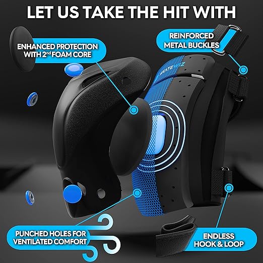 SKATEWIZ Knee Pads for Kids - Knee and Elbow Pads Set - PROTECT-1 - Size S Blue - Wrist Guards for Skating, Skateboard, BMX and Scooter 8-12