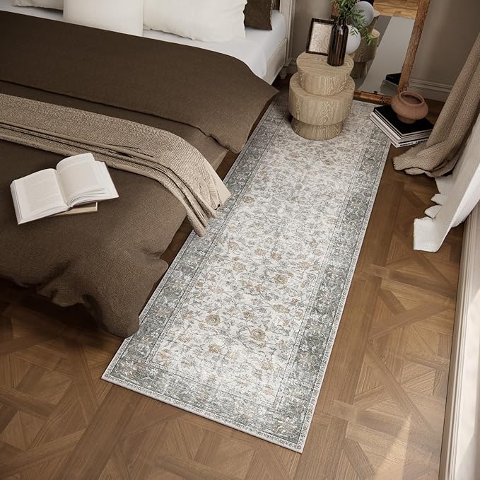 Washable Kitchen Rug Runners for Hallways: 2'x6' Bedroom Rug Non Slip Low-Pile Stain Resistant Soft Indoor Floor Carpet Runner for Indoor Entryway Hallways Kitchen Laundry Room Beside Farmhouseb