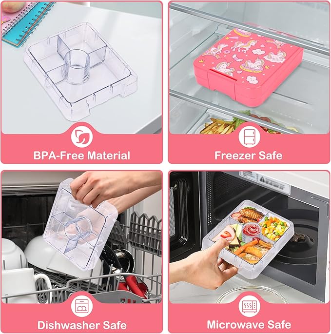 Bento Lunch Box Set With 10oz Soup Thermo, Leak-proof Lunch Containers with 4 Compartment, Kids Hot Thermo Food Jar/Insulation Lunch Bag, Food Containers for School