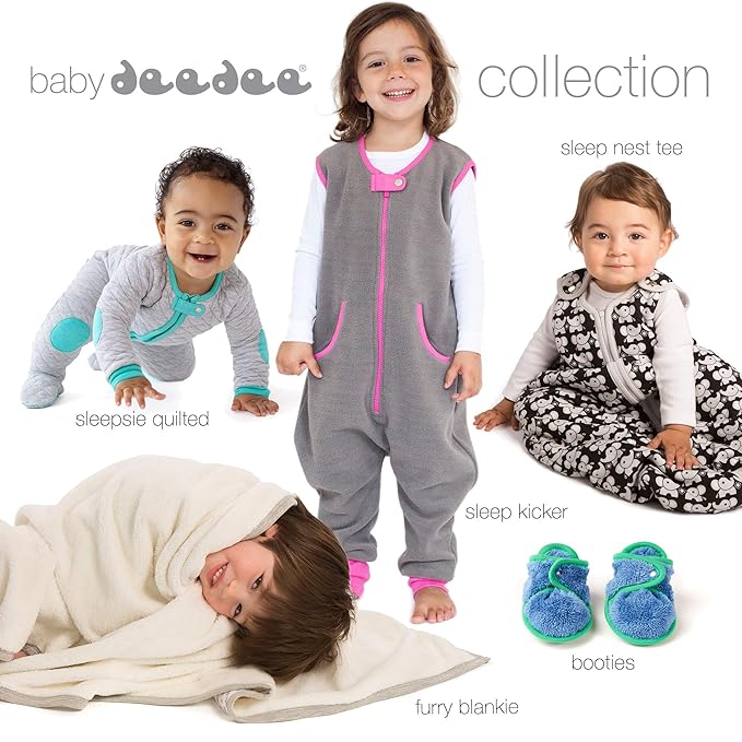 baby deedee Sleep Nest Fleece Baby Sleeping Bag, Gray Aqua, 0-6 Month