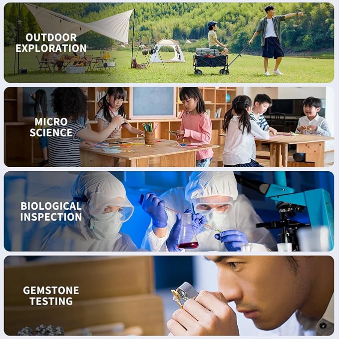 Microscope for Kids with up to 1000X Magnification, 3.5-inch Foldable Color Screen, 2-in-1 USB Microscope with Photo and Video for Classroom Education, Learning and Exploration